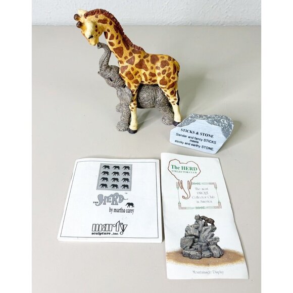 The Herd "Sticks and Stones" Giraffe & Elephant Martha Carey- No Orig Box-EUC - Picture 4 of 7